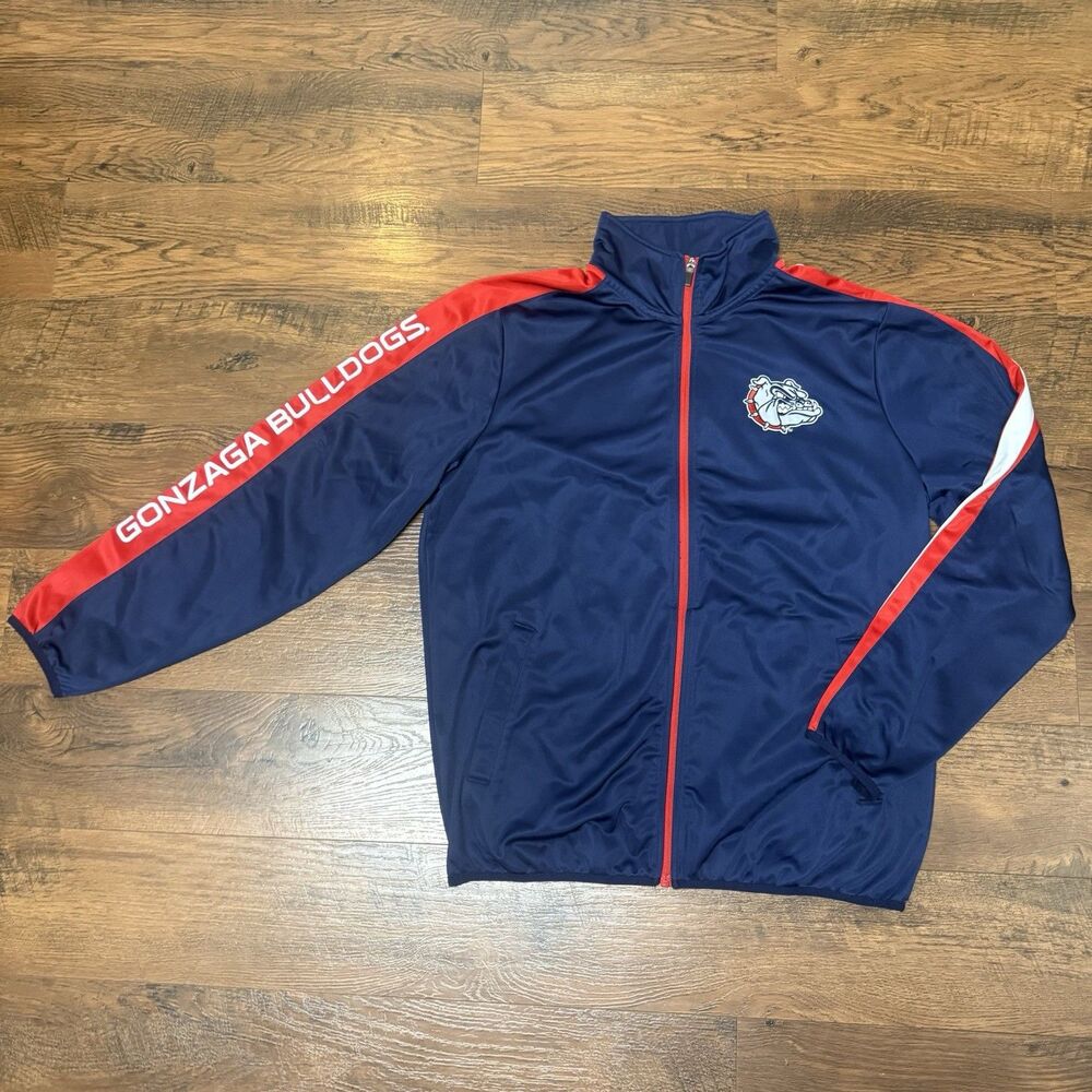 Gonzaga Bulldogs Navy Blue Red Full Zip Up Track Jacket Large Sports Carl Banks